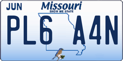 MO license plate PL6A4N