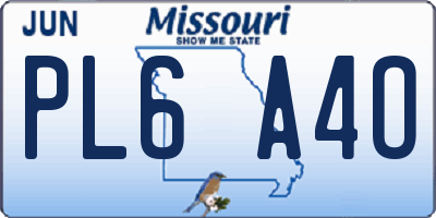MO license plate PL6A4O