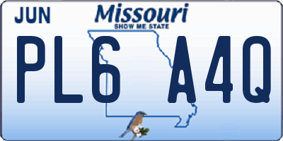 MO license plate PL6A4Q