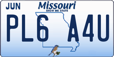 MO license plate PL6A4U