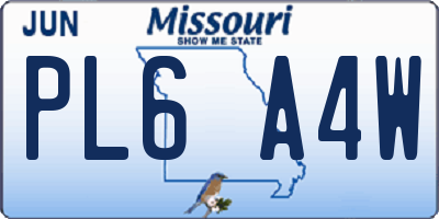 MO license plate PL6A4W