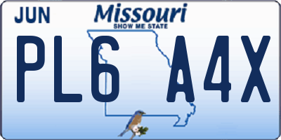 MO license plate PL6A4X