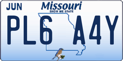 MO license plate PL6A4Y