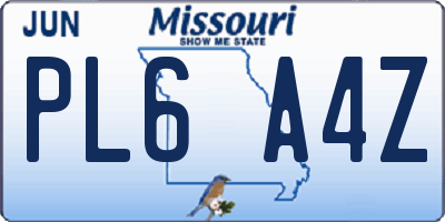 MO license plate PL6A4Z