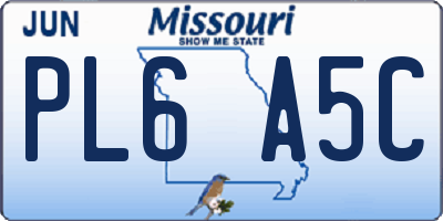 MO license plate PL6A5C