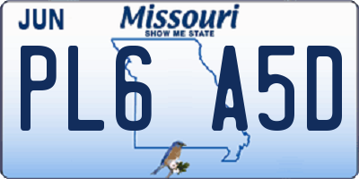 MO license plate PL6A5D