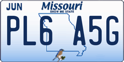 MO license plate PL6A5G