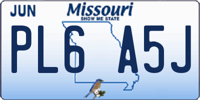 MO license plate PL6A5J