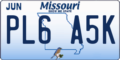 MO license plate PL6A5K