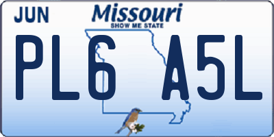 MO license plate PL6A5L