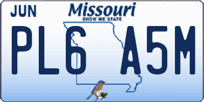 MO license plate PL6A5M