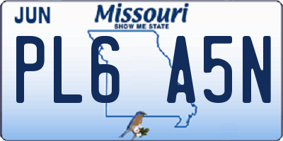 MO license plate PL6A5N