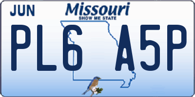 MO license plate PL6A5P