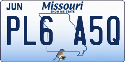 MO license plate PL6A5Q