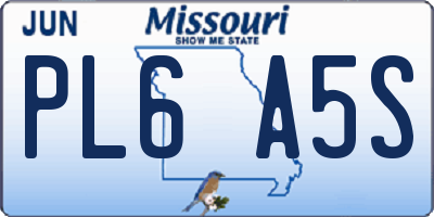 MO license plate PL6A5S