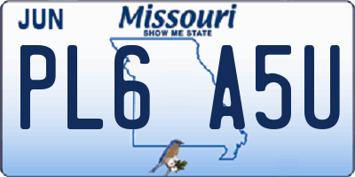 MO license plate PL6A5U
