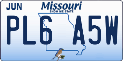 MO license plate PL6A5W