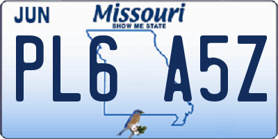 MO license plate PL6A5Z