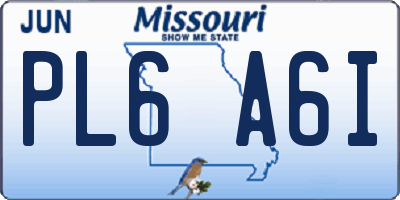 MO license plate PL6A6I