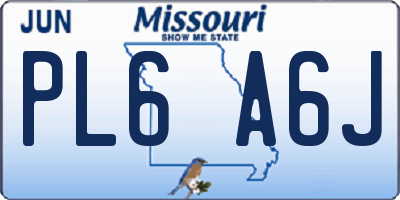 MO license plate PL6A6J