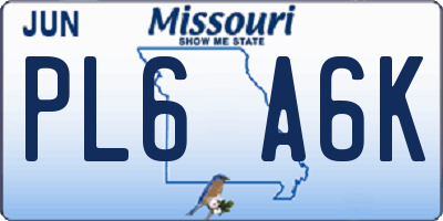 MO license plate PL6A6K