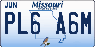 MO license plate PL6A6M