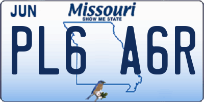 MO license plate PL6A6R