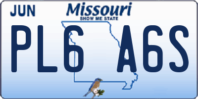 MO license plate PL6A6S