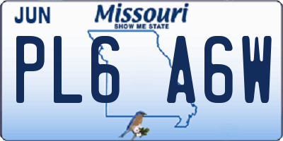 MO license plate PL6A6W