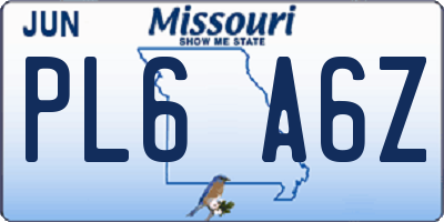 MO license plate PL6A6Z