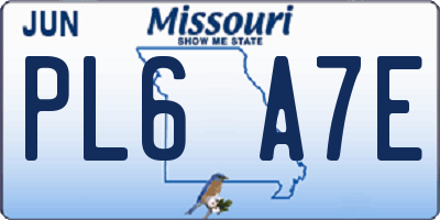 MO license plate PL6A7E