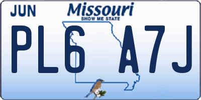 MO license plate PL6A7J