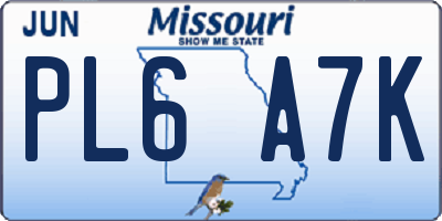 MO license plate PL6A7K