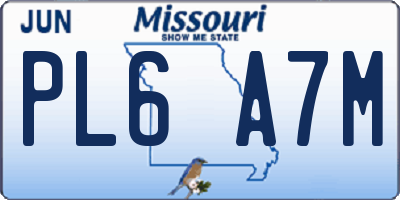 MO license plate PL6A7M