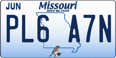 MO license plate PL6A7N