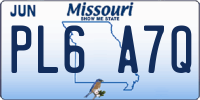 MO license plate PL6A7Q