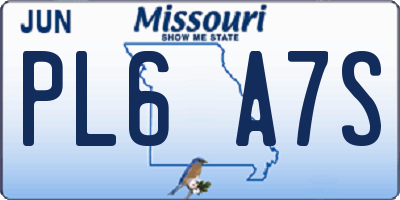 MO license plate PL6A7S