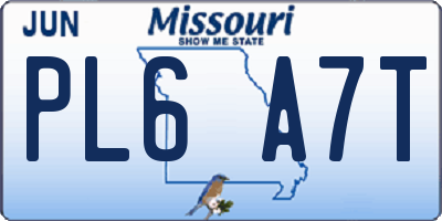 MO license plate PL6A7T