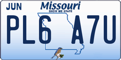 MO license plate PL6A7U