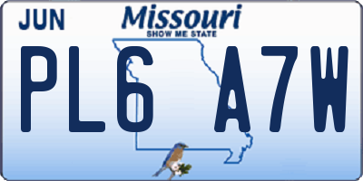 MO license plate PL6A7W