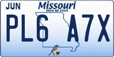 MO license plate PL6A7X