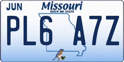 MO license plate PL6A7Z