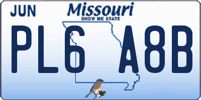 MO license plate PL6A8B