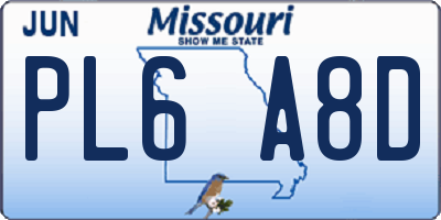 MO license plate PL6A8D