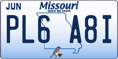 MO license plate PL6A8I