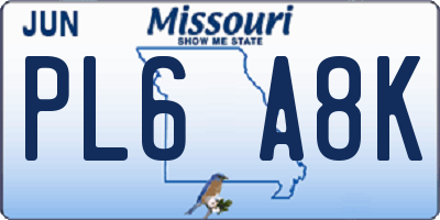 MO license plate PL6A8K