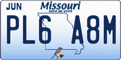 MO license plate PL6A8M