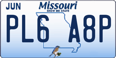 MO license plate PL6A8P