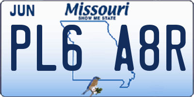 MO license plate PL6A8R