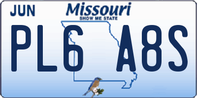 MO license plate PL6A8S